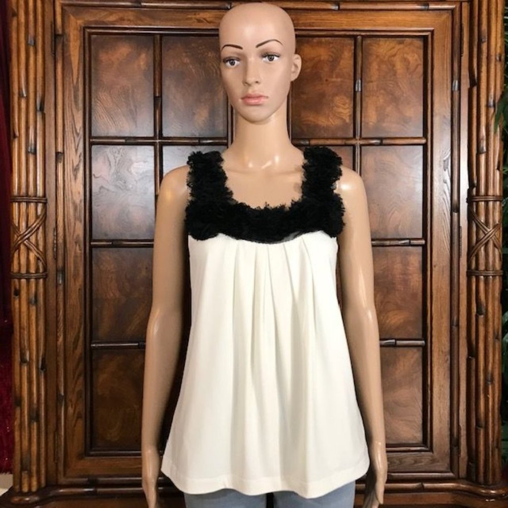 Jackie Jon New York 3D Chiffon Rosette Square Neck Top
